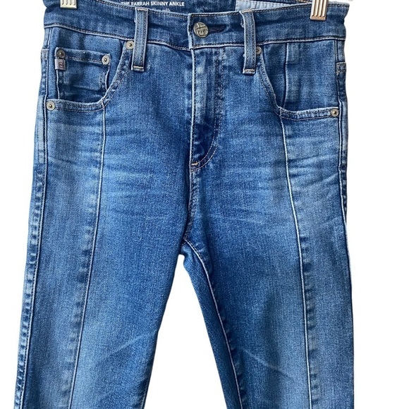 AG Adriano Goldshmied High Rise Farrah Skinny Ankle Front Seamed Raw Hem Size 24 - Picture 5 of 12